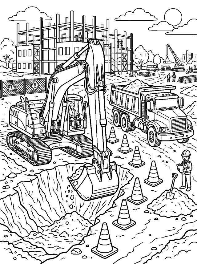 Excavator on the Building Site