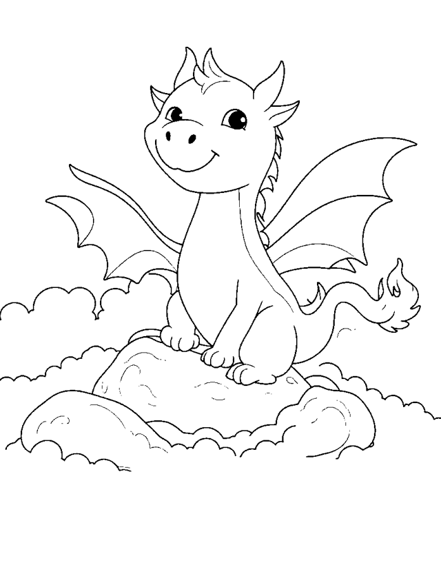 Friendly Dragon — simple coloring page for toddlers