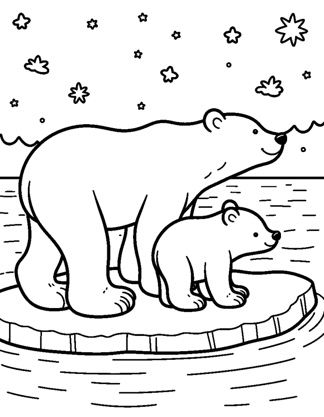 Polar Bear on the Ice — simple coloring page for toddlers