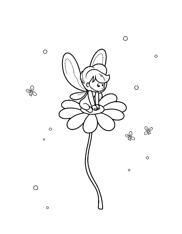 Little Flower Fairy — simple coloring page for toddlers