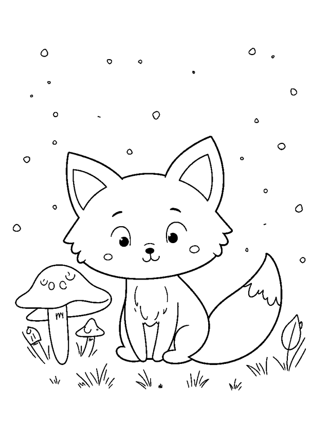 Fox in the Forest — simple coloring page for toddlers