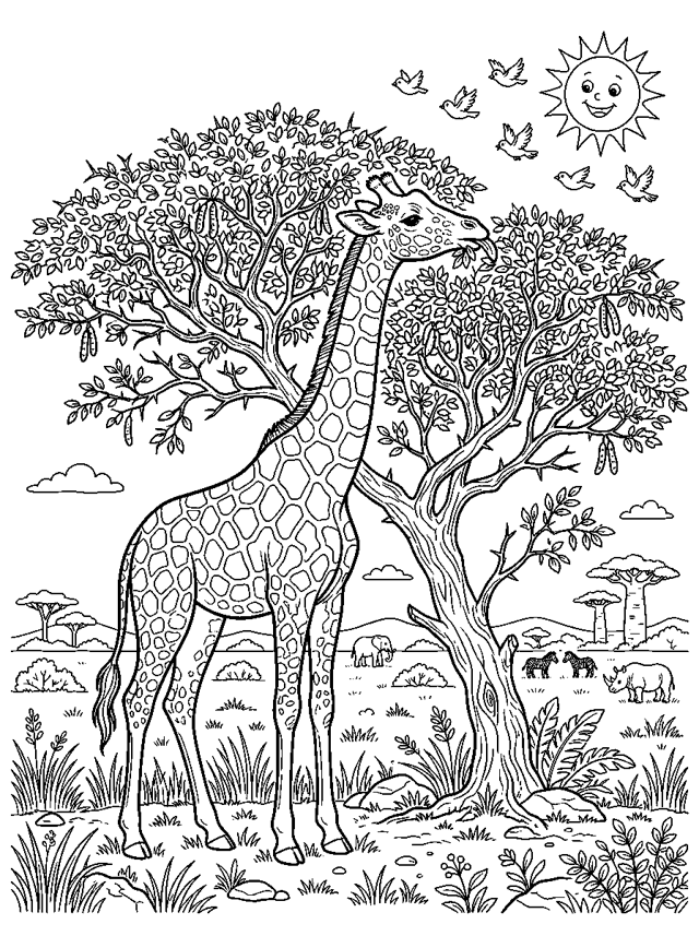 Giraffe Eating Leaves