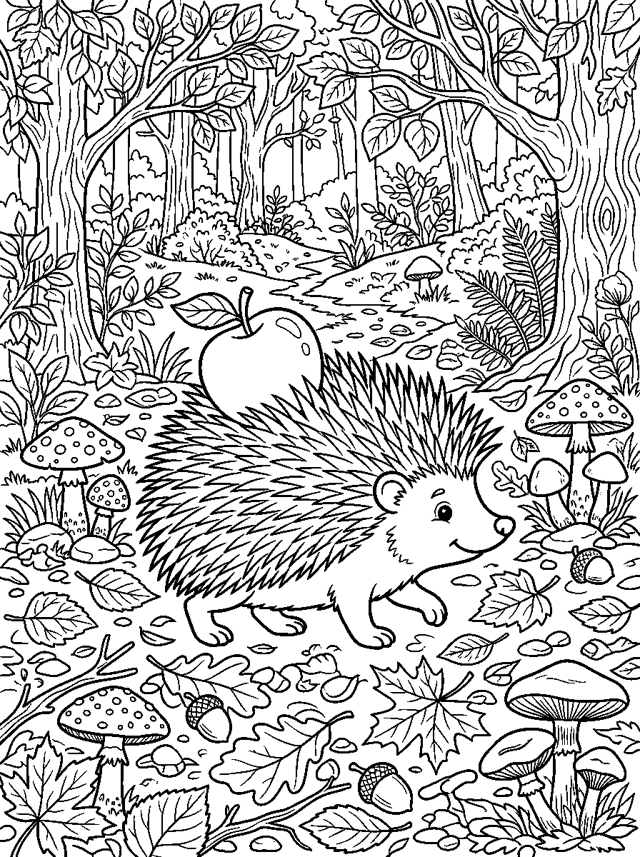 Hedgehog in Autumn Leaves