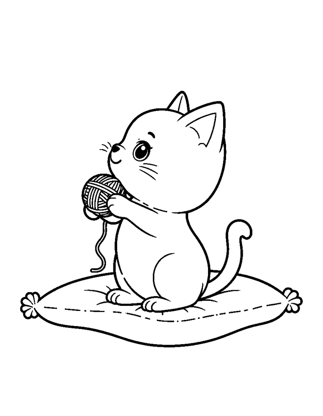 Playful Kitten — simple coloring page for toddlers