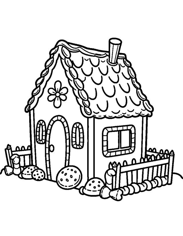 Gingerbread House — simple coloring page for toddlers