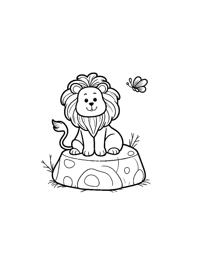Lion with a Big Mane — simple coloring page for toddlers