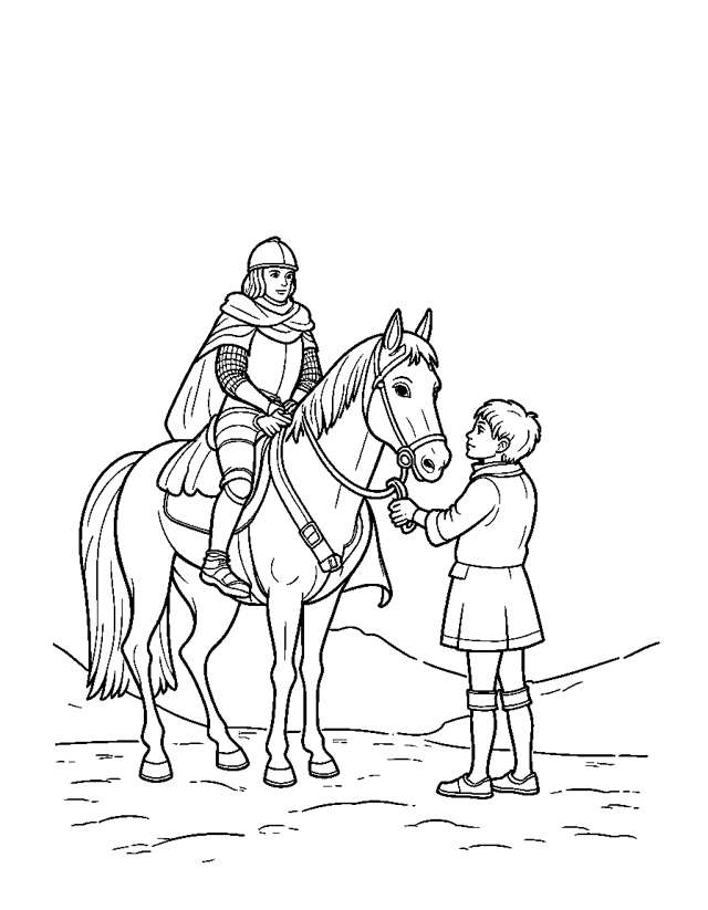 Saint Martin on His Horse — simple coloring page for toddlers