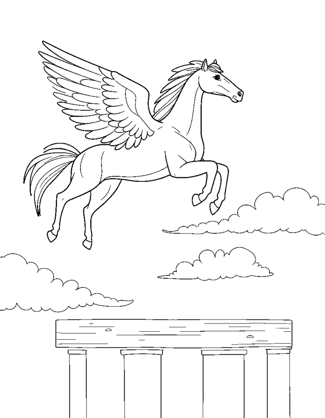 Pegasus the Flying Horse — simple coloring page for toddlers