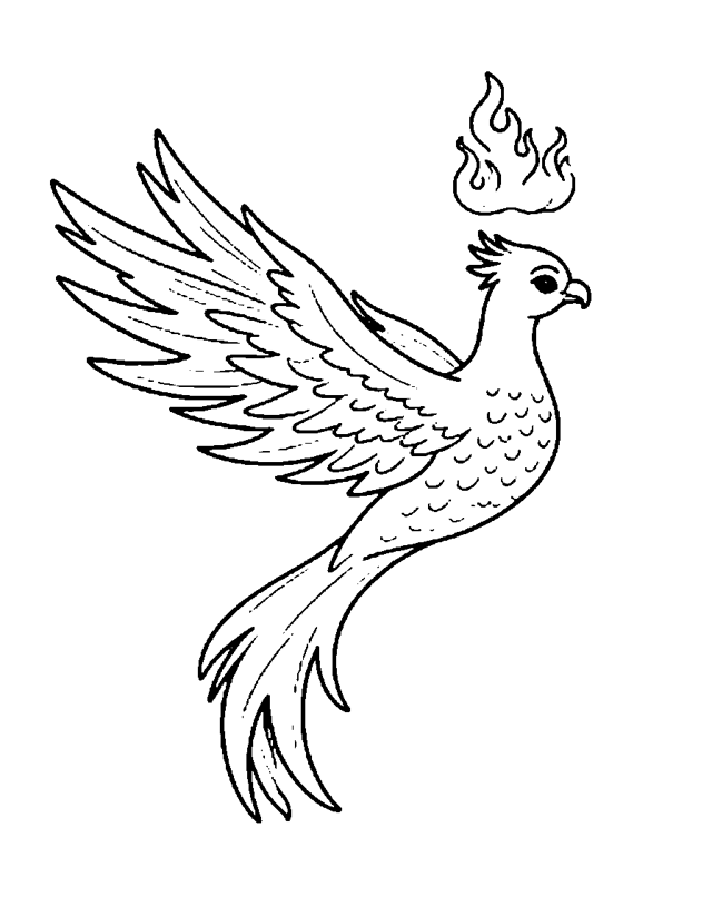 Phoenix the Firebird — simple coloring page for toddlers