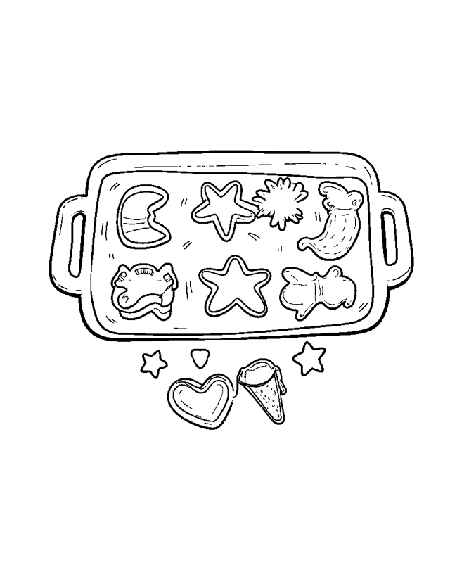 Baking Christmas Cookies — simple coloring page for toddlers