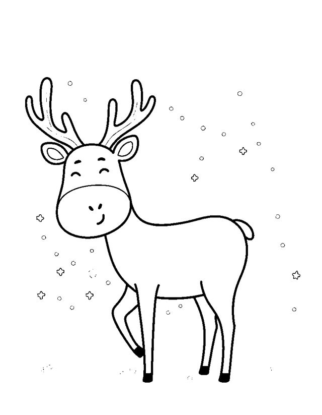 Reindeer in the Snow — simple coloring page for toddlers
