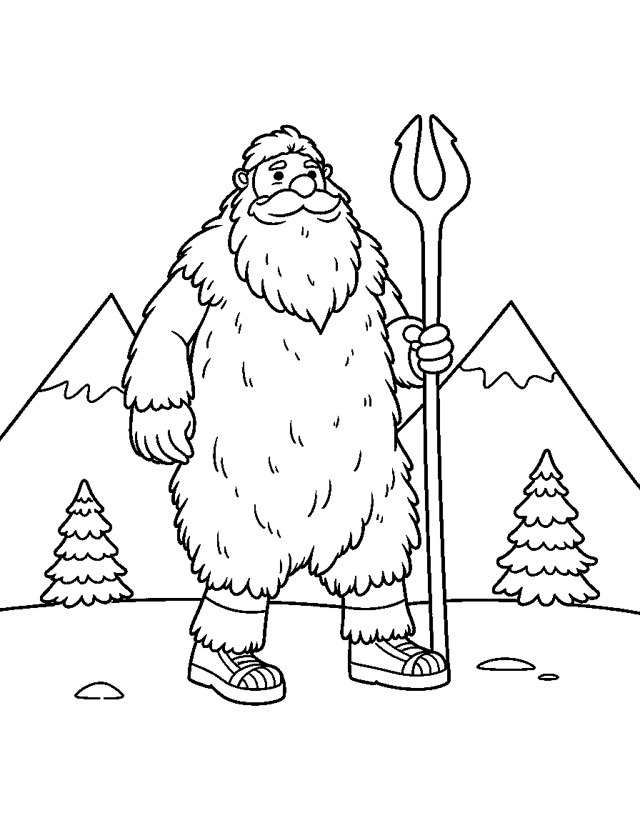 Rübezahl the Mountain Spirit — simple coloring page for toddlers