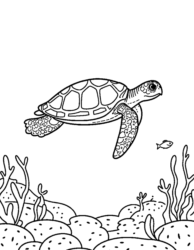Sea Turtle — simple coloring page for toddlers