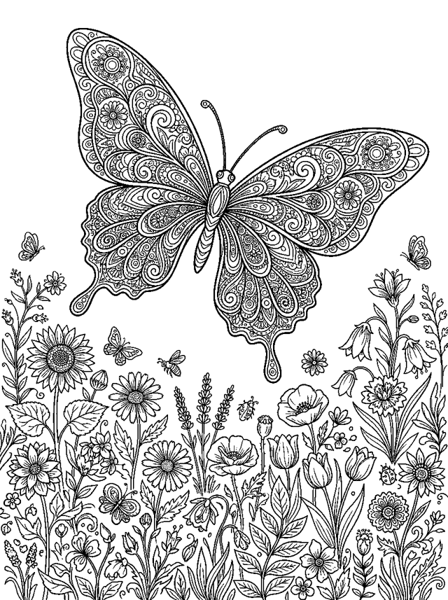 Butterfly over Flowers