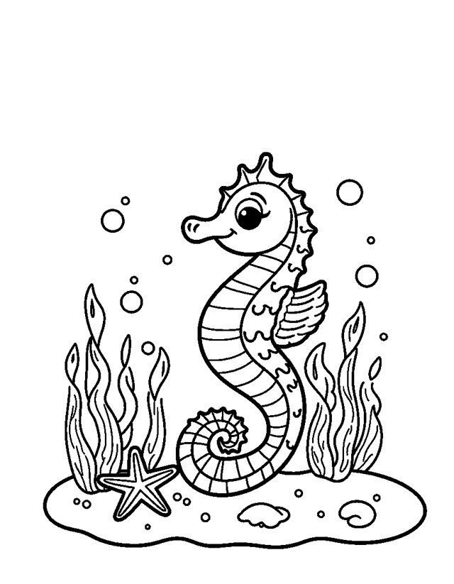 Little Seahorse — simple coloring page for toddlers