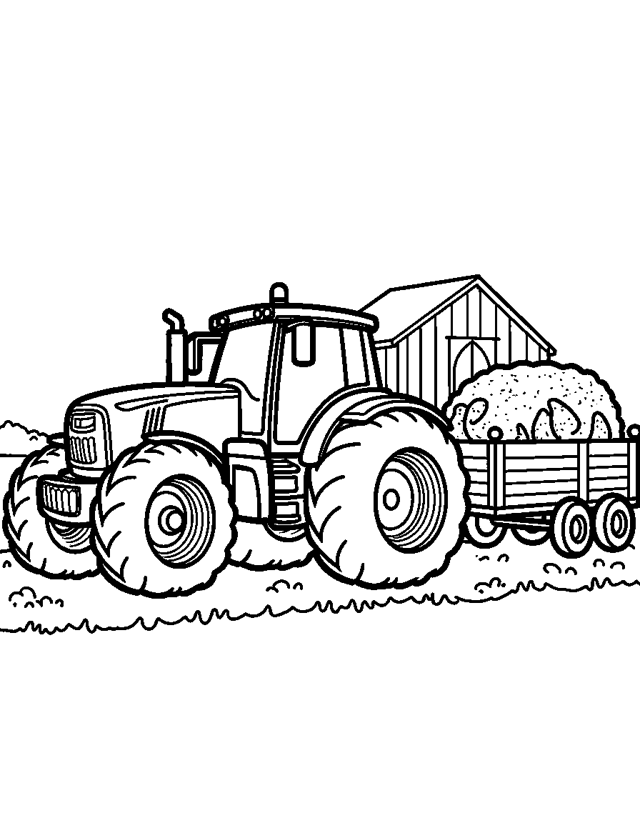 Tractor on the Farm — simple coloring page for toddlers